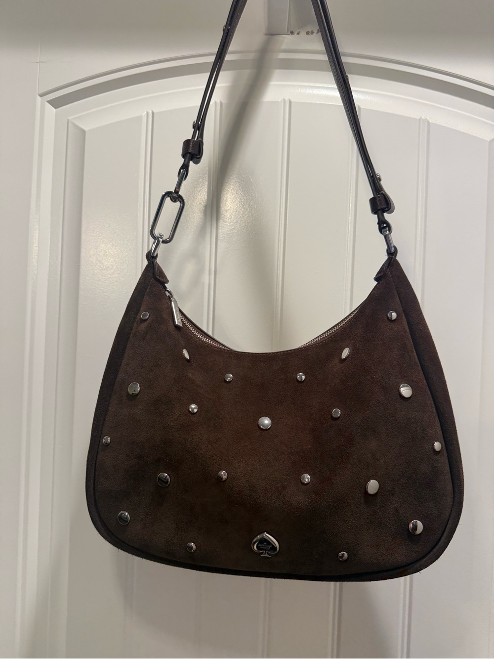kate spade Brown Suede silver Studded Hobo Shoulder Bag